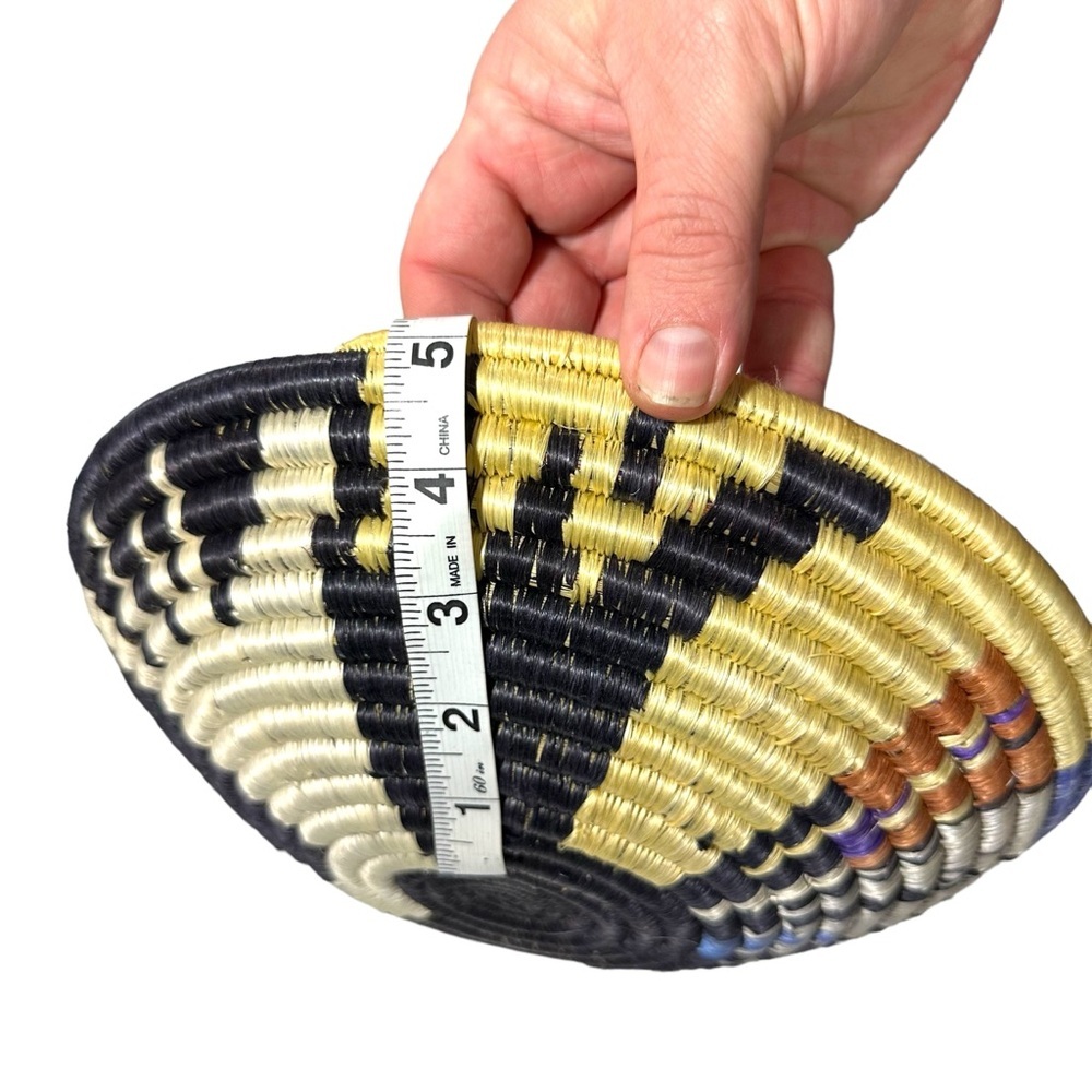 Set of 2 Handmade Rwandan Artist African Vibrant Heavy Fiber Coil Bowls 12” & 8” - Picture 15 of 16